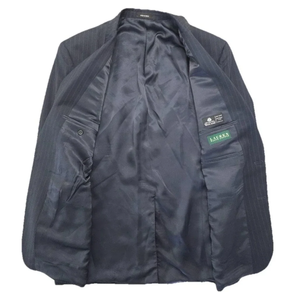 Lauren Ralph Lauren Blazer Men's 46L Navy Pinstripe Two‎ Button 100% Wool